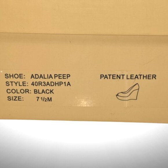 Michael Kors Black Leather Striped Peep Toe Platform Wedge Size: 7.5 - Picture 10 of 10